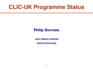CLIC-UK Programme Status