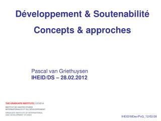 Développement &amp; Soutenabilité Concepts &amp; approches