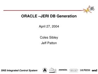 ORACLE –JERI DB Generation