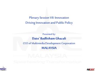 Plenary Session VII: Innovation Driving Innovation and Public Policy