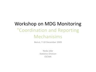 Workshop on MDG Monitoring &quot;Coordination and Reporting Mechanisims