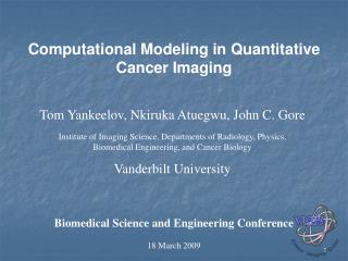 Computational Modeling in Quantitative Cancer Imaging