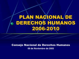 PLAN NACIONAL DE DERECHOS HUMANOS 2006-2010