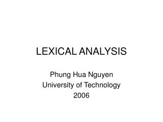 LEXICAL ANALYSIS