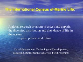The International Census of Marine Life: