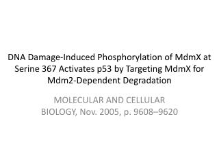 MOLECULAR AND CELLULAR BIOLOGY, Nov. 2005, p. 9608–9620