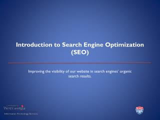 Introduction to Search Engine Optimization (SEO)