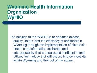 Wyoming Health Information Organization WyHIO