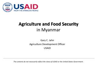 Agriculture and Food Security in Myanmar