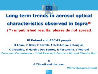 Long term trends in aerosol optical characteristics observed in Ispra *