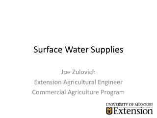 Surface Water Supplies