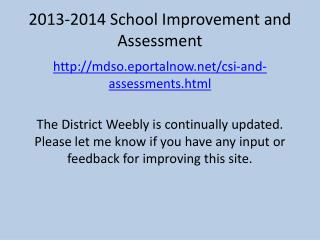 2013-2014 School Improvement and Assessment