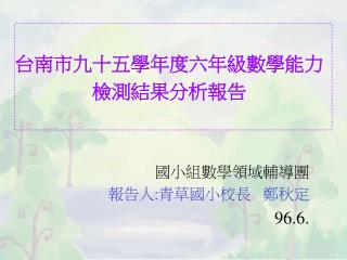 國小組數學領域輔導團 報告人 : 青草國小校長 鄭秋定 96.6.