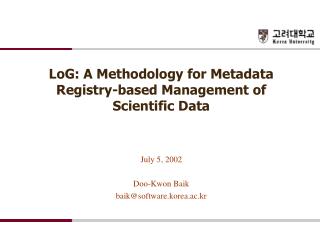 LoG: A Methodology for Metadata Registry-based Management of Scientific Data