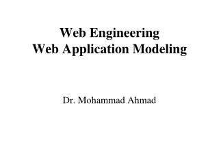 Web Engineering Web Application Modeling