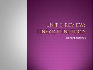 Unit 3 Review: Linear Functions