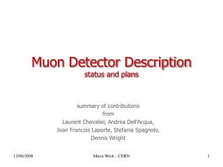 Muon Detector Description status and plans