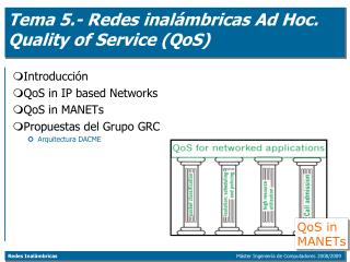 Tema 5.- Redes inalámbricas Ad Hoc. Quality of Service (QoS)