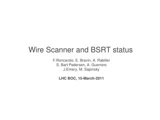 Wire Scanner and BSRT status