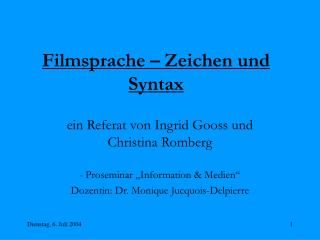 Filmsprache – Zeichen und Syntax