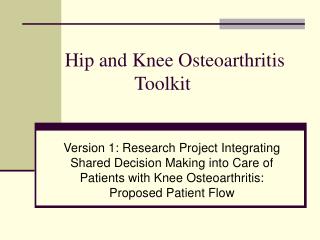 Hip and Knee Osteoarthritis Toolkit