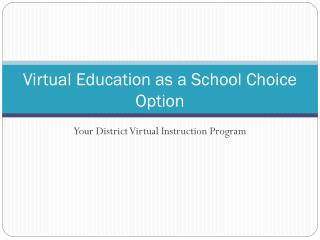 Virtual Education as a School Choice Option