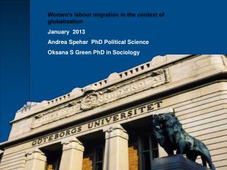 Women’s labour migration in the context of globalisation January 2013