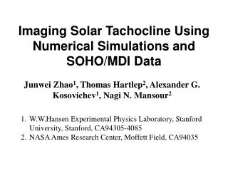 Imaging Solar Tachocline Using Numerical Simulations and SOHO/MDI Data