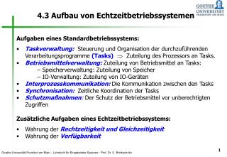 4.3 Aufbau von Echtzeitbetriebssystemen