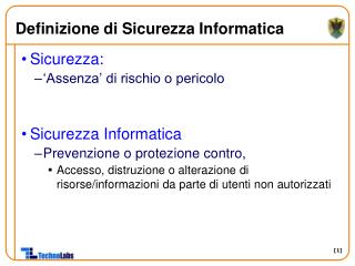 Definizione di Sicurezza Informatica