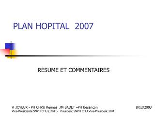 PLAN HOPITAL 2007