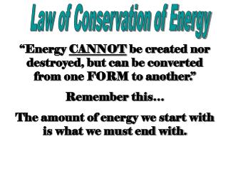 Law of Conservation of Energy