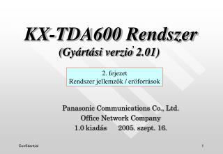 Panasonic Communications Co., Ltd. Office Network Company 1.0 kiadás 2005 . szept. 16.