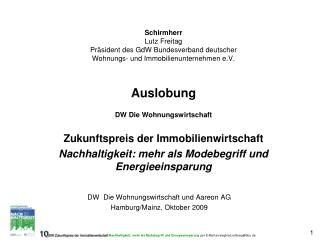 DW Die Wohnungswirtschaft und Aareon AG Hamburg/Mainz, Oktober 2009