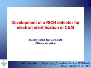 Development of a RICH detector for electron identification in CBM