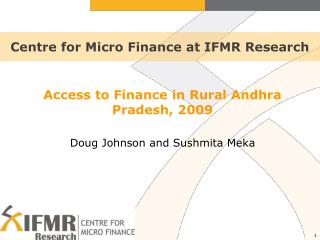Centre for Micro Finance at IFMR Research