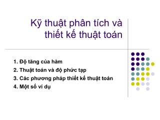 Kỹ thuật phân tích và thiết kế thuật toán