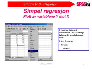 Simpel regresjon Plott av variablene Y mot X