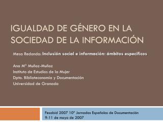 Igualdad de género en la sociedad de la información