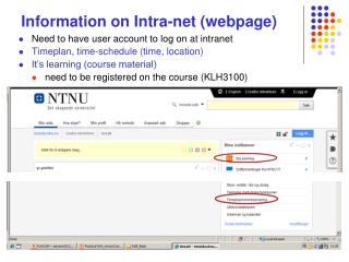 Information on Intra-net (webpage)