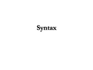 Syntax