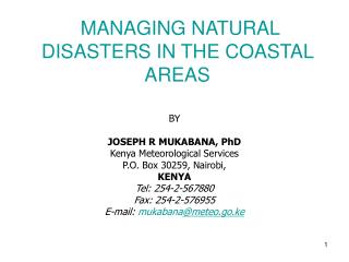 MANAGING NATURAL DISASTERS IN THE COASTAL AREAS