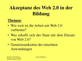 Akzeptanz des Web 2.0 in der Bildung