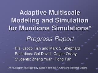 Adaptive Multiscale Modeling and Simulation for Munitions Simulations* Progress Report