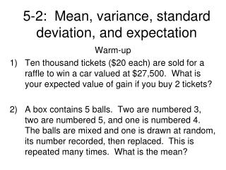5-2: Mean, variance, standard deviation, and expectation