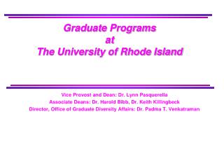 Graduate Programs at The University of Rhode Island