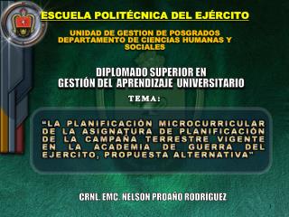 ESCUELA POLITÉCNICA DEL EJÉRCITO UNIDAD DE GESTION DE POSGRADOS