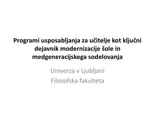 Univerza v Ljubljani Filozofska fakulteta