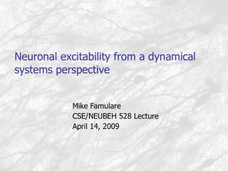 Neuronal excitability from a dynamical systems perspective