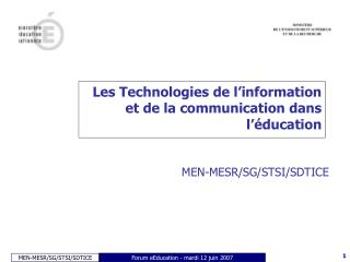 Les Technologies de l’information et de la communication dans l’éducation
